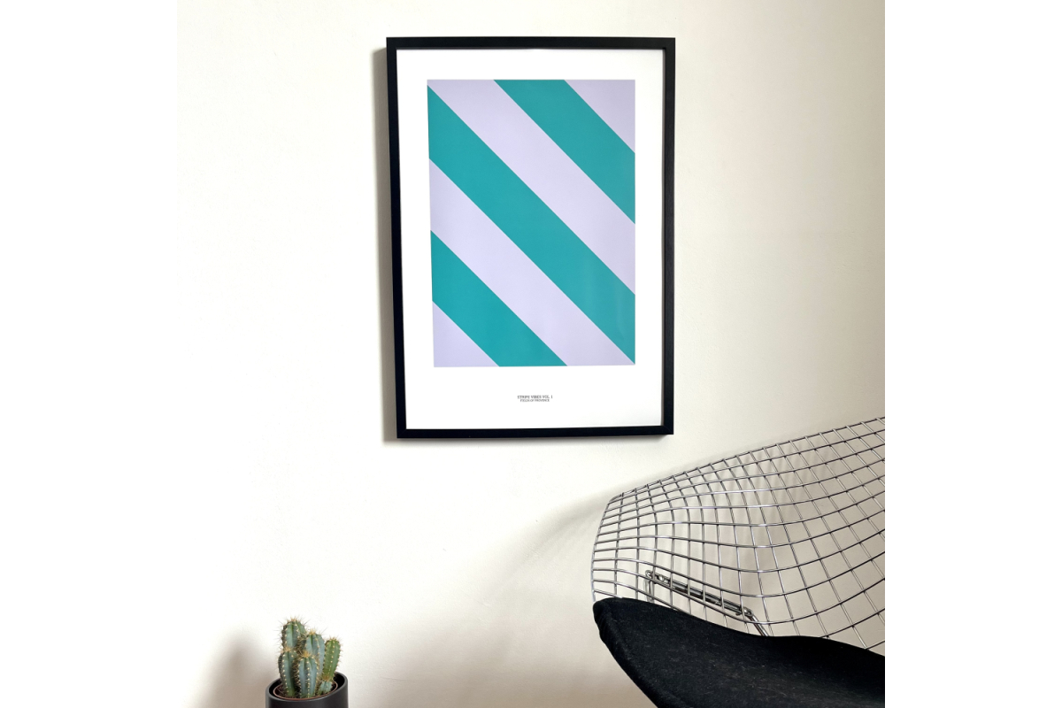 Poster mit Streifen violett grün